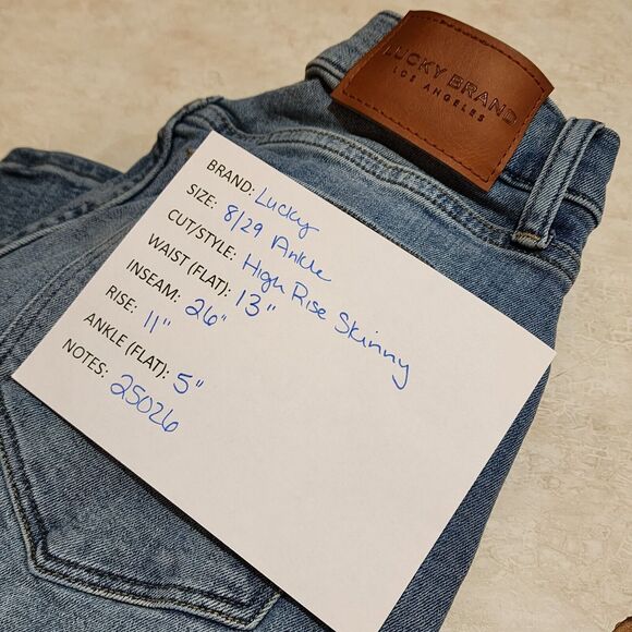 Lucky Brand High Rise Skinny Ankle Light Wash Button Front Jeans Siz 8/29 - Picture 9 of 9